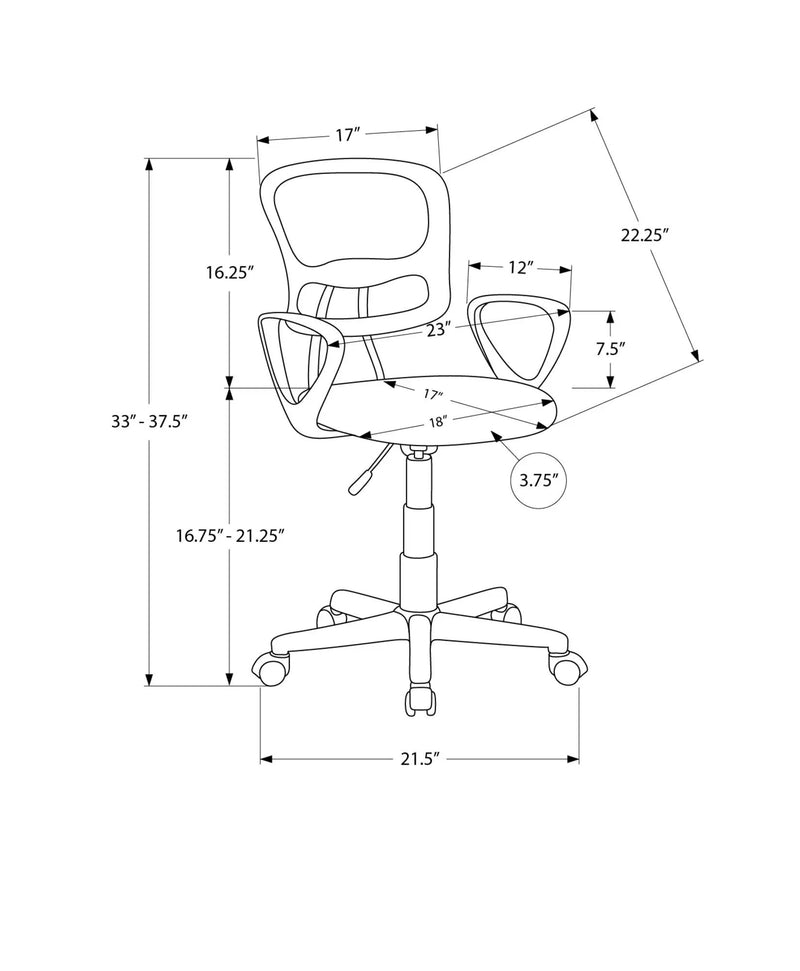 Office Chair, Adjustable Height, Swivel, Ergonomic, Armrests, Mesh, Contemporary / Modern - Black by Unique Piece Furniture