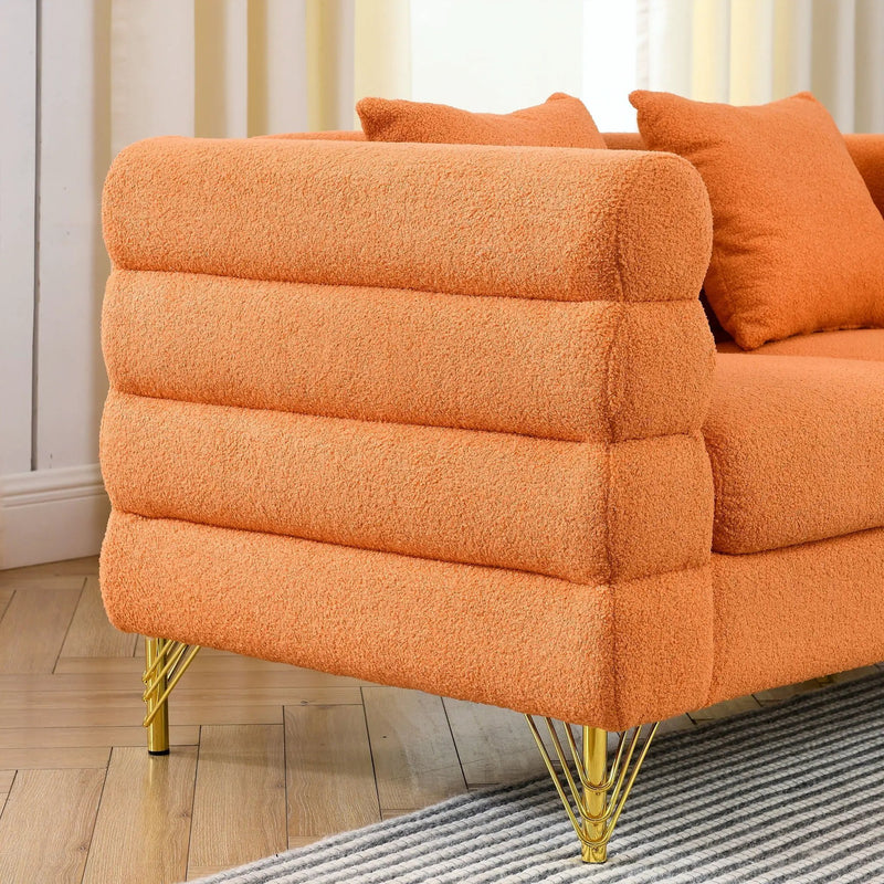 Oversized L - Shaped Corner Sofa, 5 Seater Sectional With 3 Cushions, Living Room Furniture - Orange by HouseOfZazla