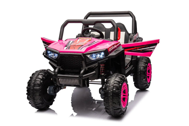 12V7A*1 30W*4 Four-Wheel Drive Seat One Button Start, Forward And Backward, High And Low Speed, Music, Front Light, Power Display, Two Doors Can Open, 2.4G R / C, Seat Belt Four Wheel Absorber by HouseOfZazla