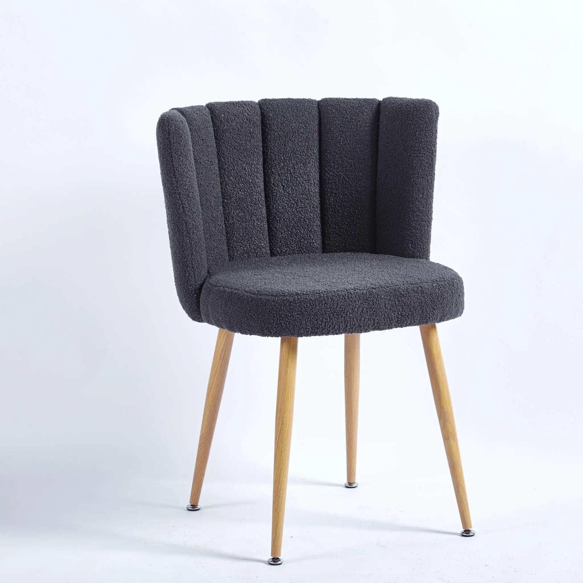 Modern Dining Chair (Set of 2) With Iron Tube Wood Color Legs, Shorthair Cushions And Comfortable Backrest, Suitable For Dining Room, Living Room, Cafe, Simple Structure by HouseOfZazla