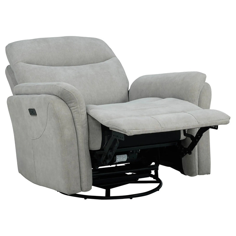Adler Upholstered Power Swivel Glider Recliner Ivory by Unique Piece Furniture