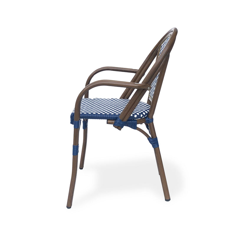 Bistro Chair With 2 Toned Checkered Pattern (Set of 2) - White / Navy by HouseOfZazla