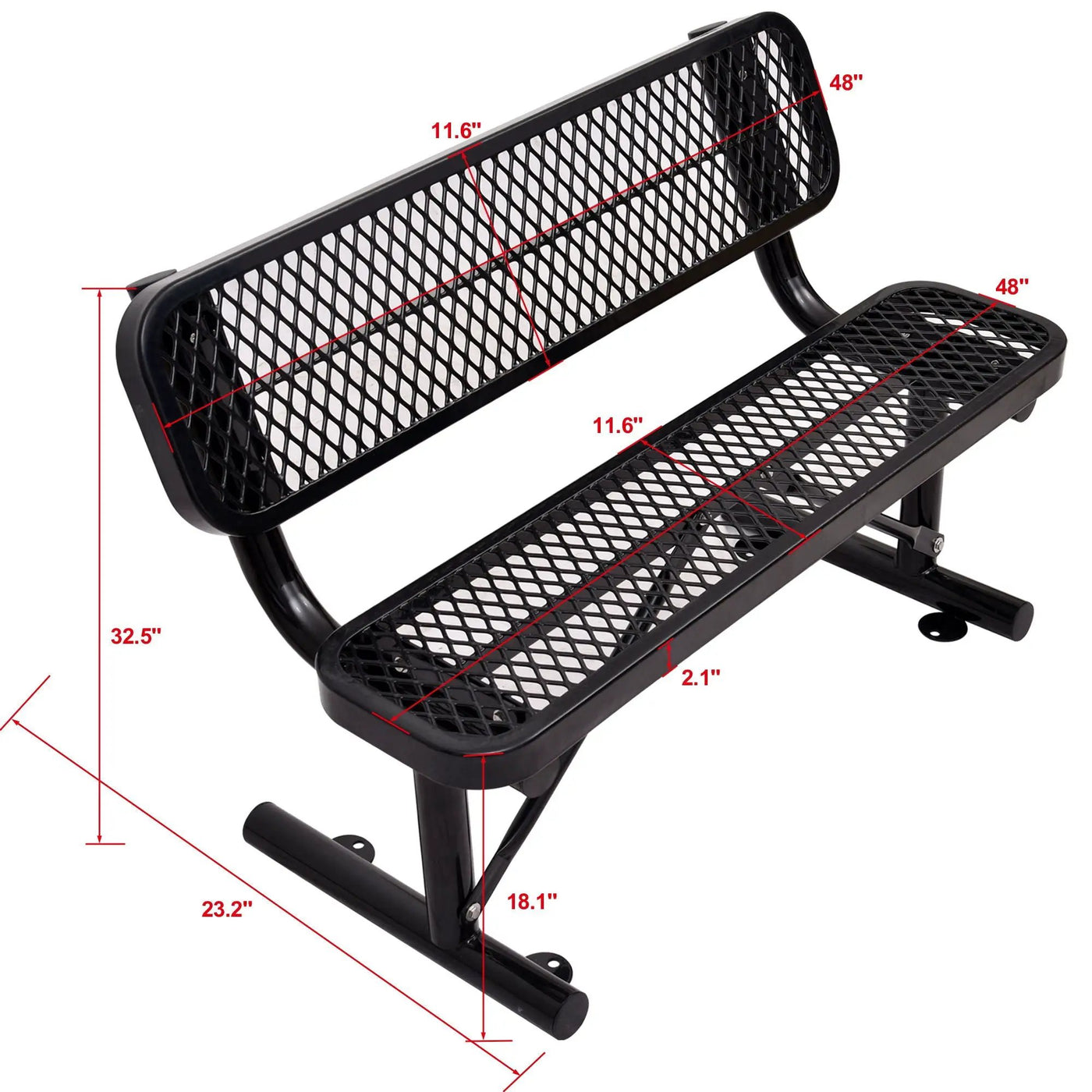 6' Outdoor Steel Bench With Backrest by Unique Piece Furniture