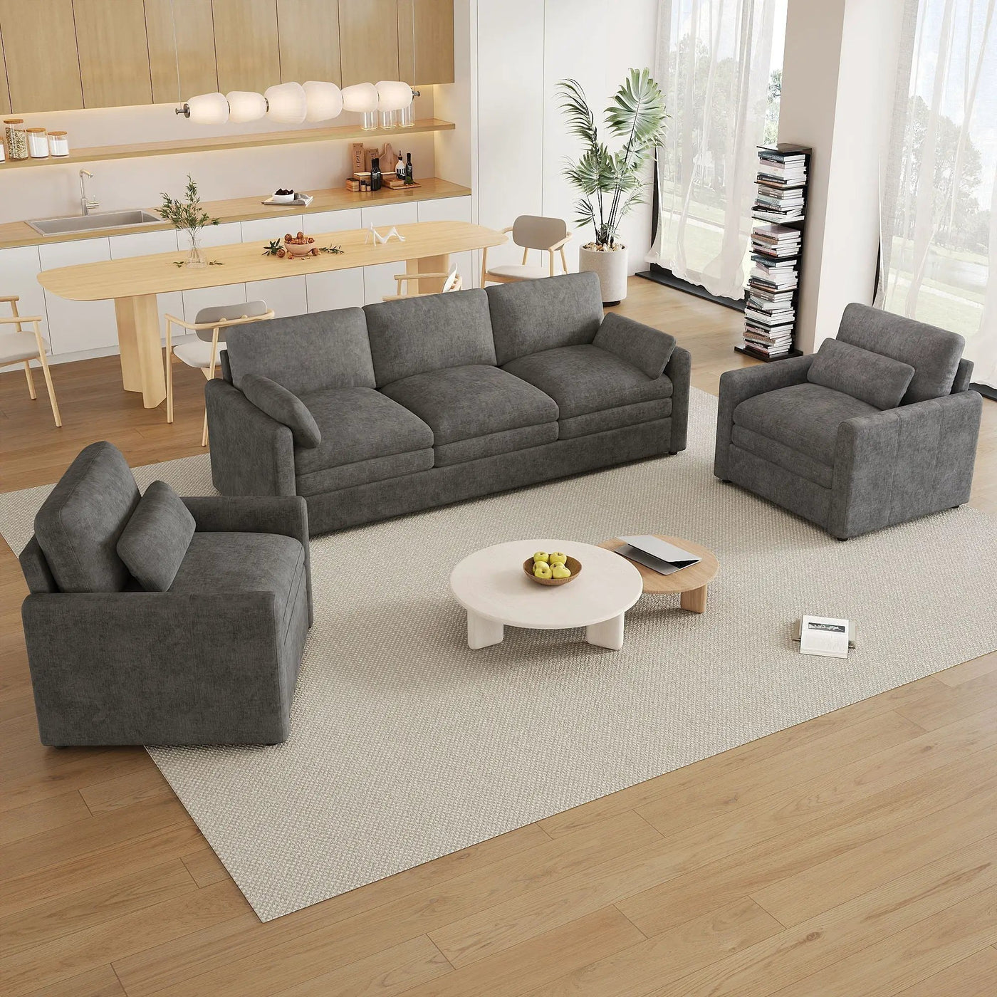 Cozy Sofa Set Oversized Comfy Cloud Sofa with Double Cushion by HouseOfZazla