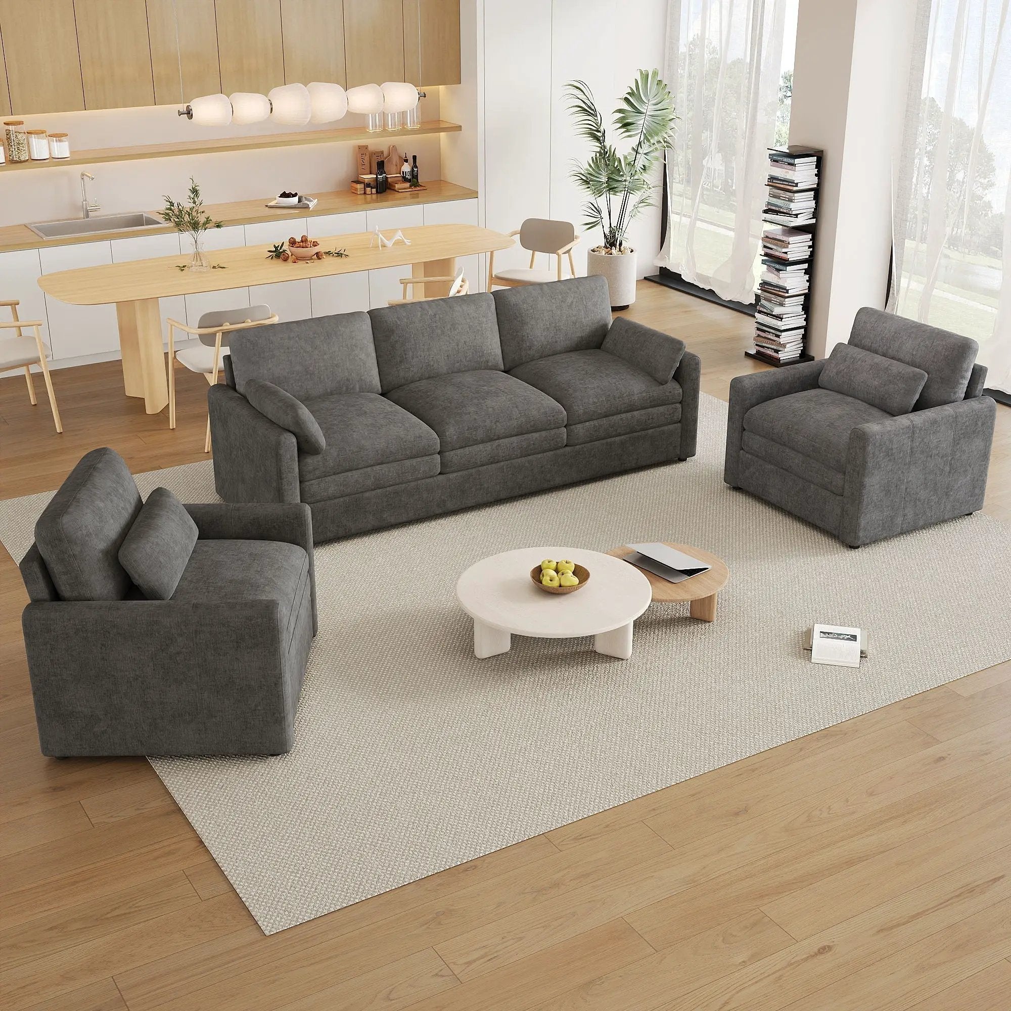 Cozy Sofa Set Oversized Comfy Cloud Sofa with Double Cushion by HouseOfZazla