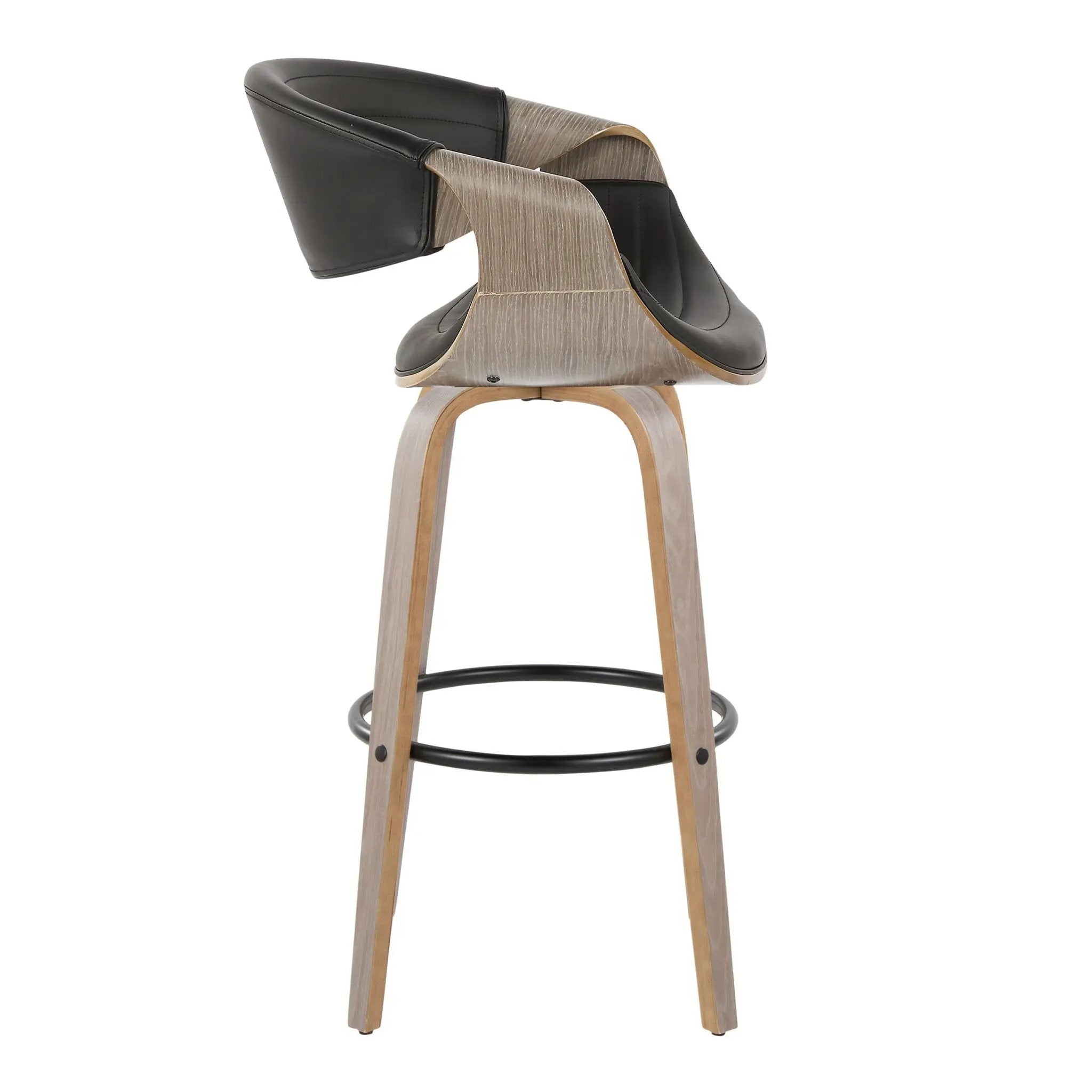 Symphony - Mid-Century Modern Fixed Height Barstool With Swivel With Round Footrest (Set of 2) by HouseOfZazla