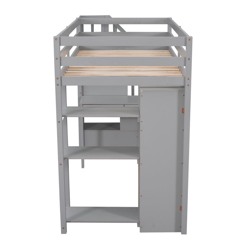 Loft Bed With Storage Drawers, Desk And Stairs With Shelves by HouseOfZazla