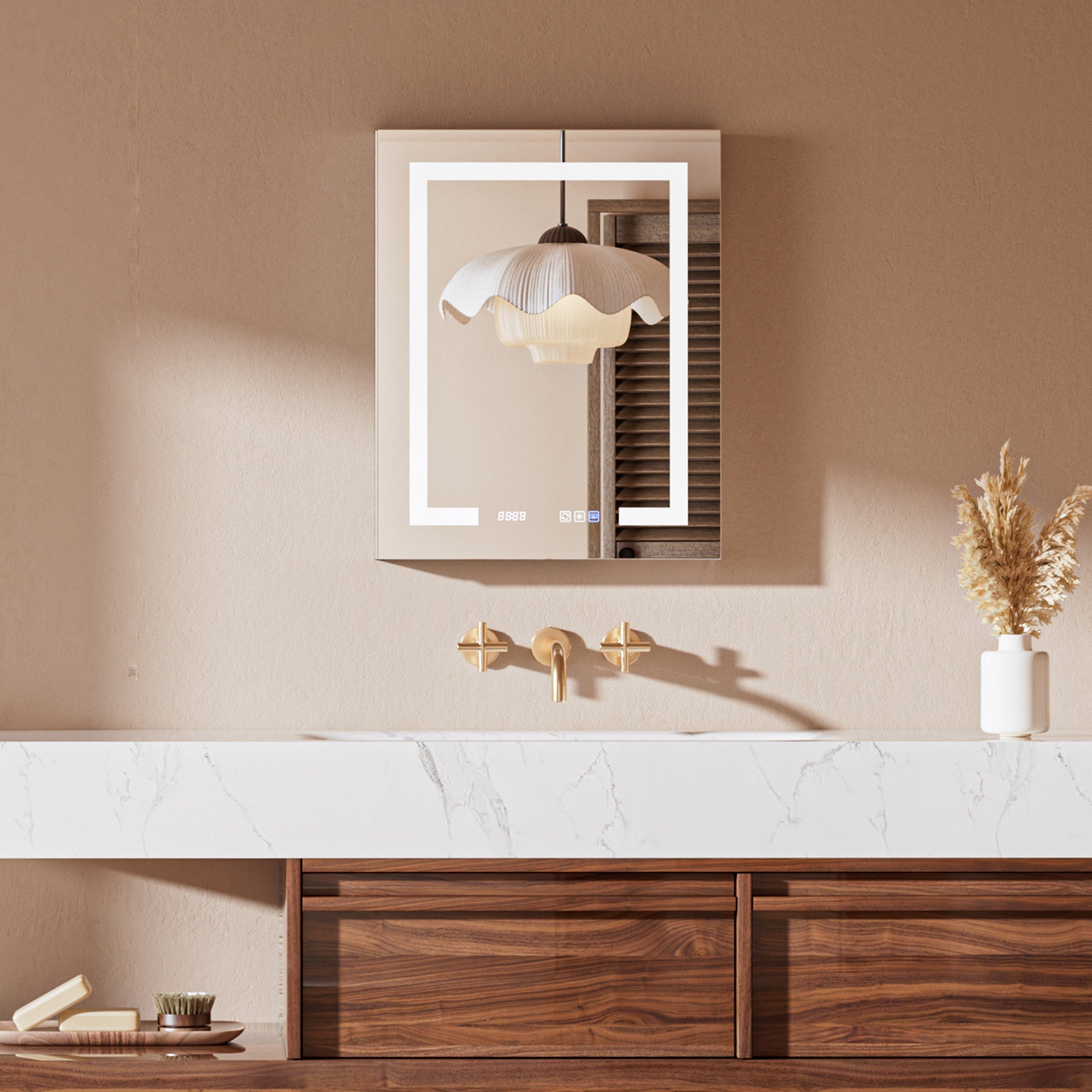 Bathroom LED Lighted Medicine Cabinet with Storage, 24" W x 30" H by HouseOfZazla
