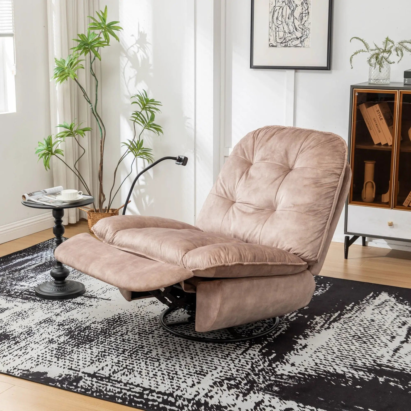 Modern Swivel Gliding Recliner Chair With Rocking Function And Phone Holder, Large Comfortable by HouseOfZazla