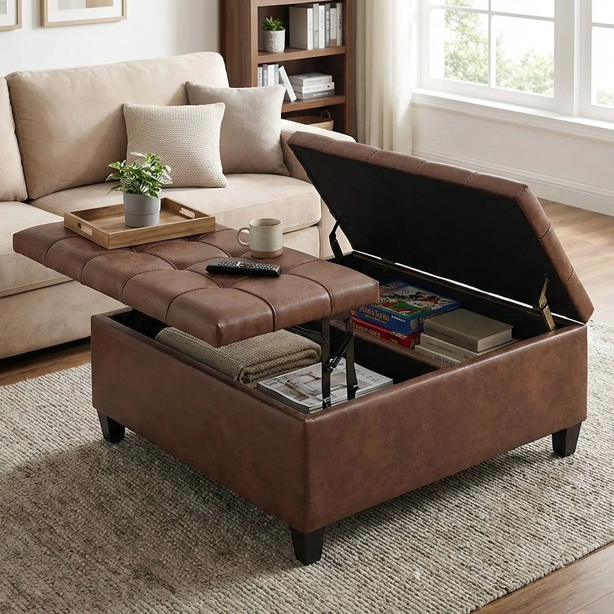 Harrison - Upholstered Coffee Table Storage Ottoman by Unique Piece Furniture