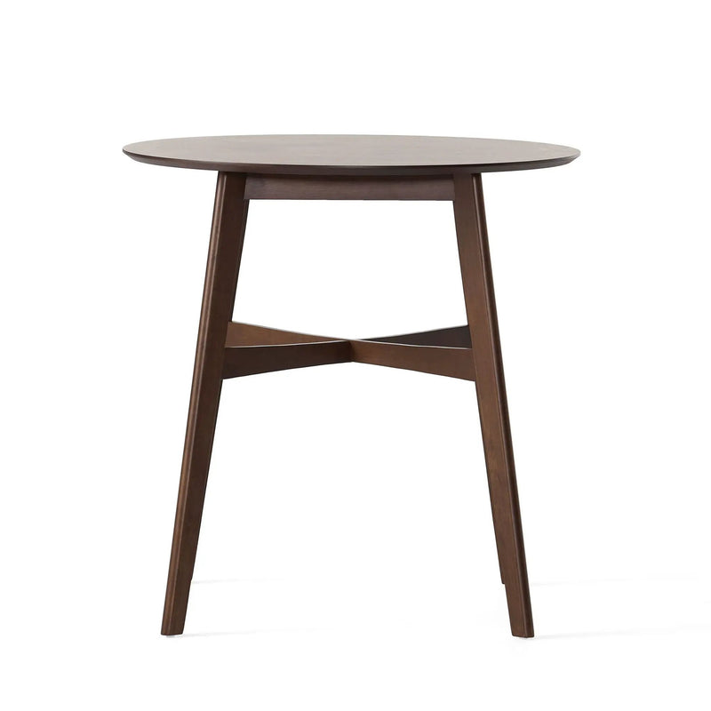 Round Counter Height Dining Table With Thick Rubberwood Legs And Support Beams - Walnut by HouseOfZazla