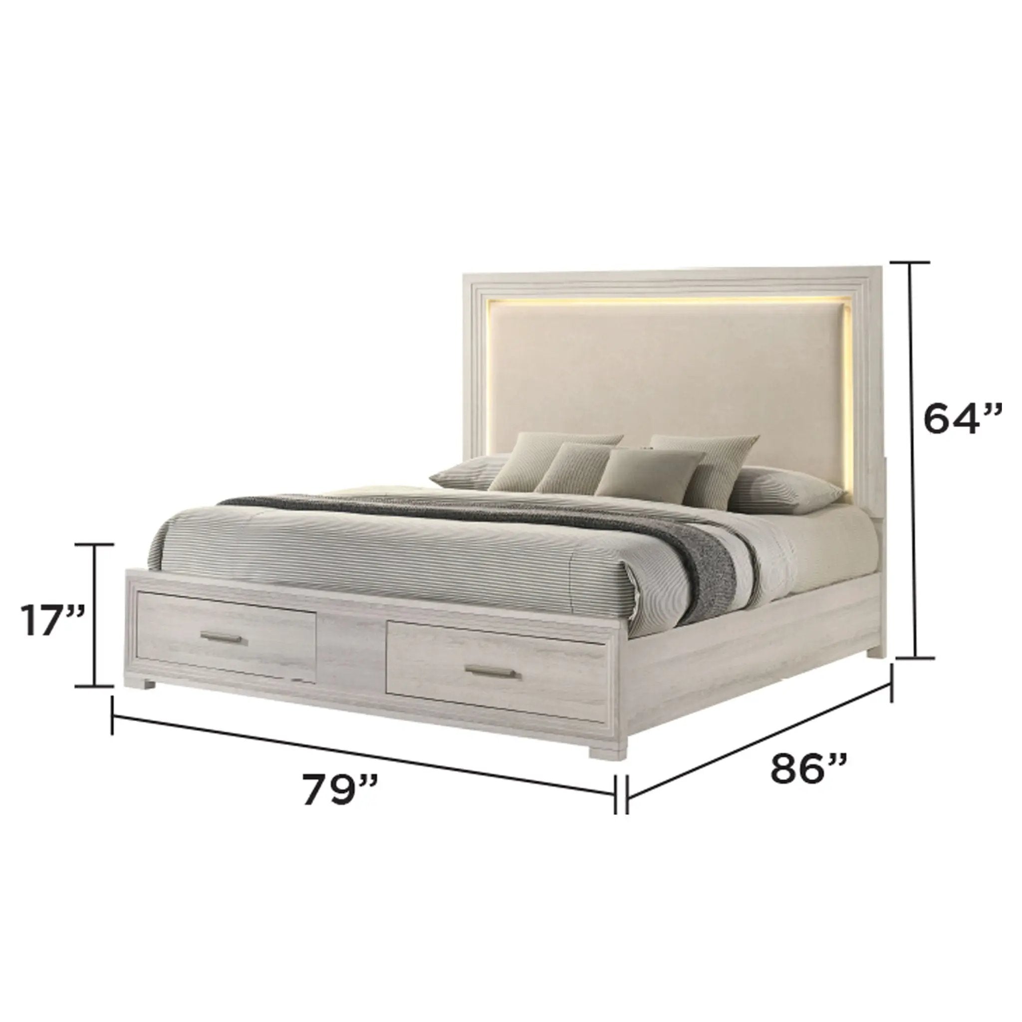 Colorado - Bedroom Set With Upholstered LED Headboard by HouseOfZazla