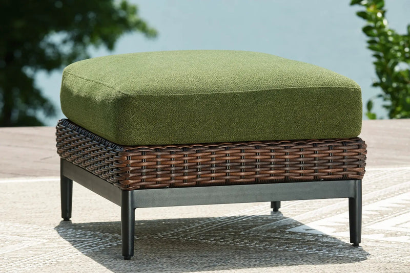 Horizon Hall - Ottoman With Cushion - Brown / Green by Unique Piece Furniture