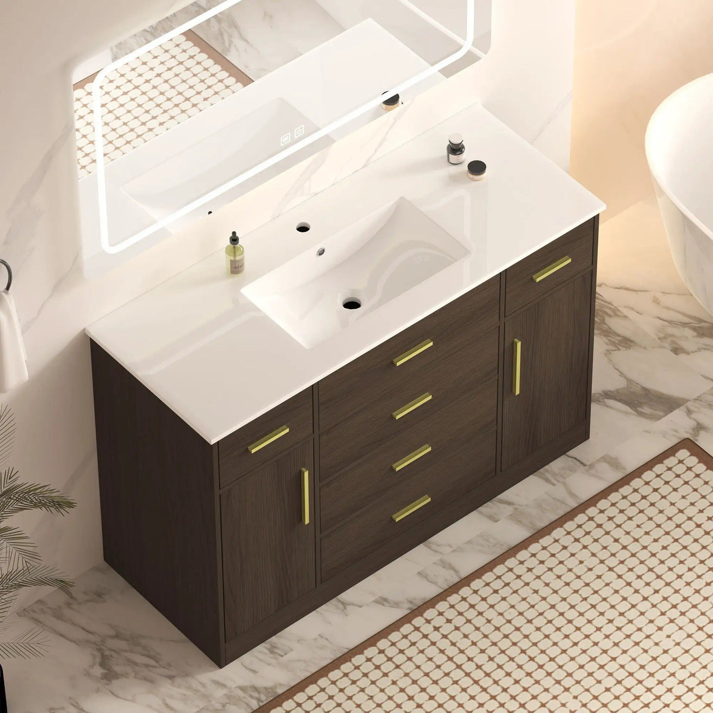 Bathroom Vanity With Abundant Storage 2 Soft Close Doors And 6 Drawers by Unique Piece Furniture
