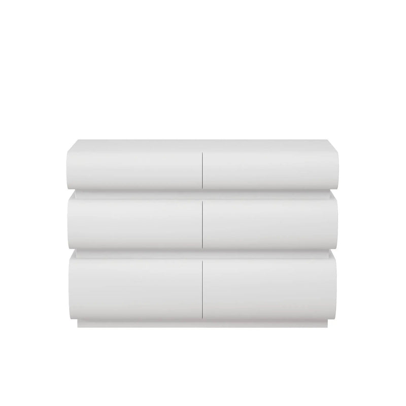 Minimalist Modern 6 Drawer Dresser, Handle Free Design With Wide Storage