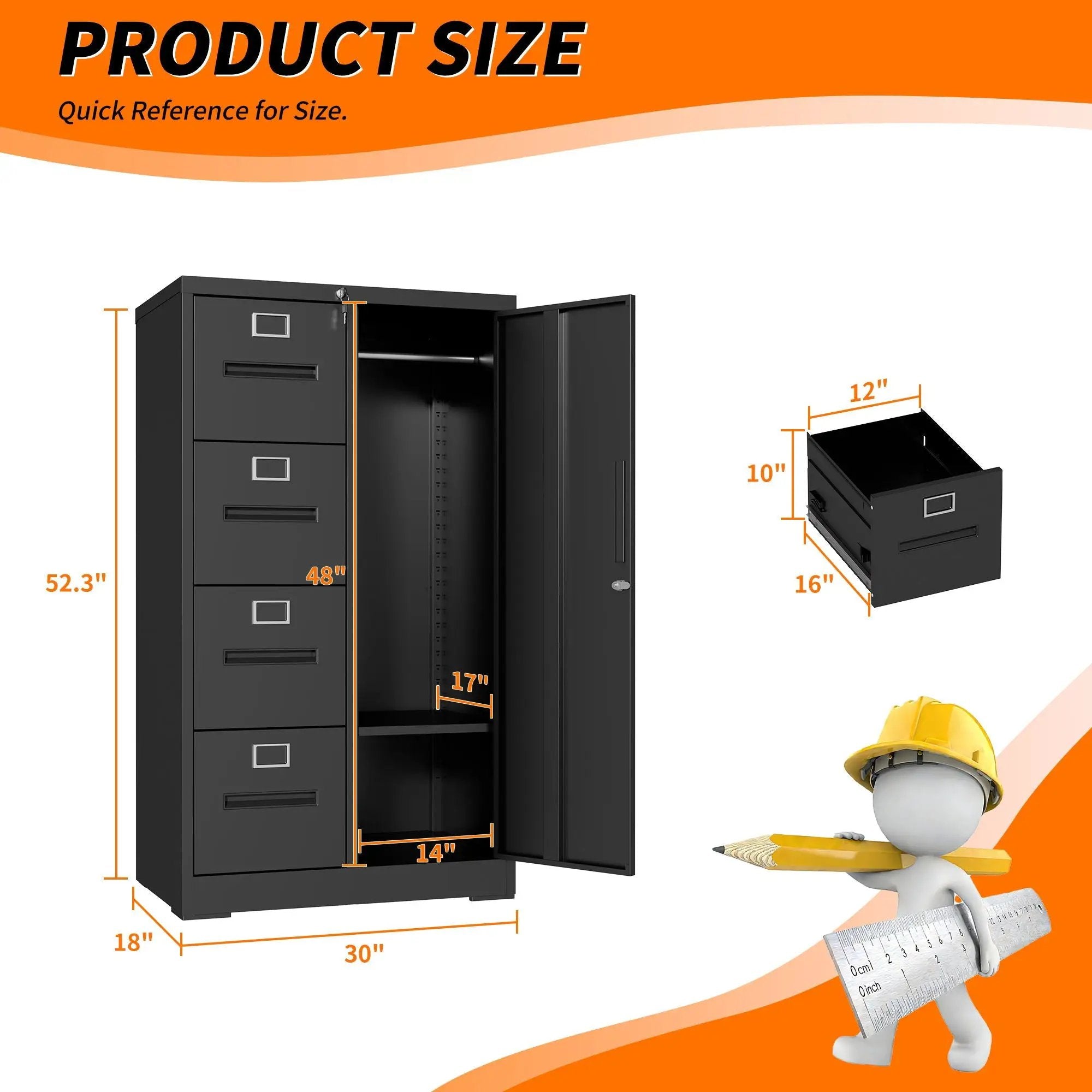 Storage Vertical Filing Cabinet With Lock by Unique Piece Furniture