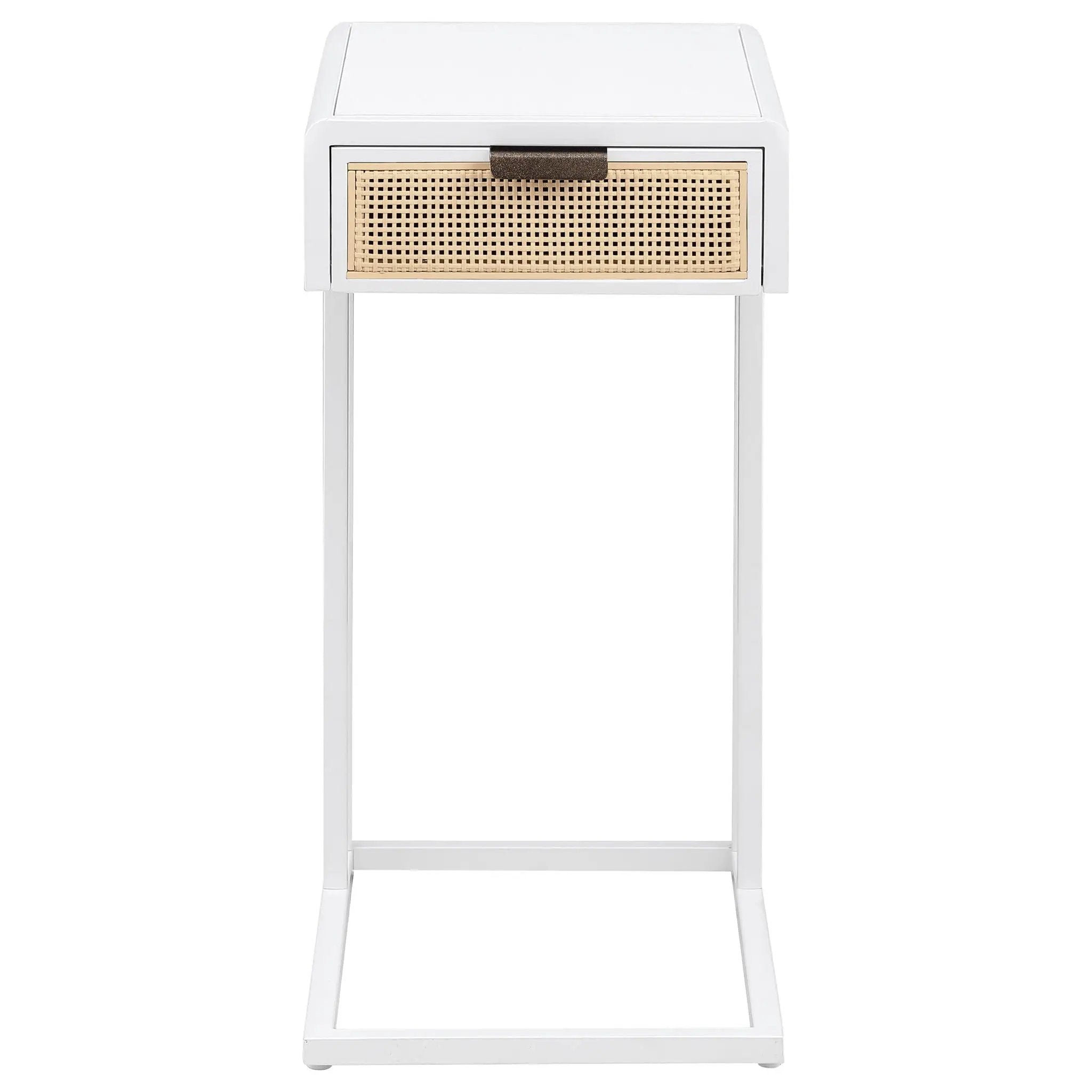 Amherst 1-drawer Radio Weave Cane Metal Side Table White by Unique Piece Furniture