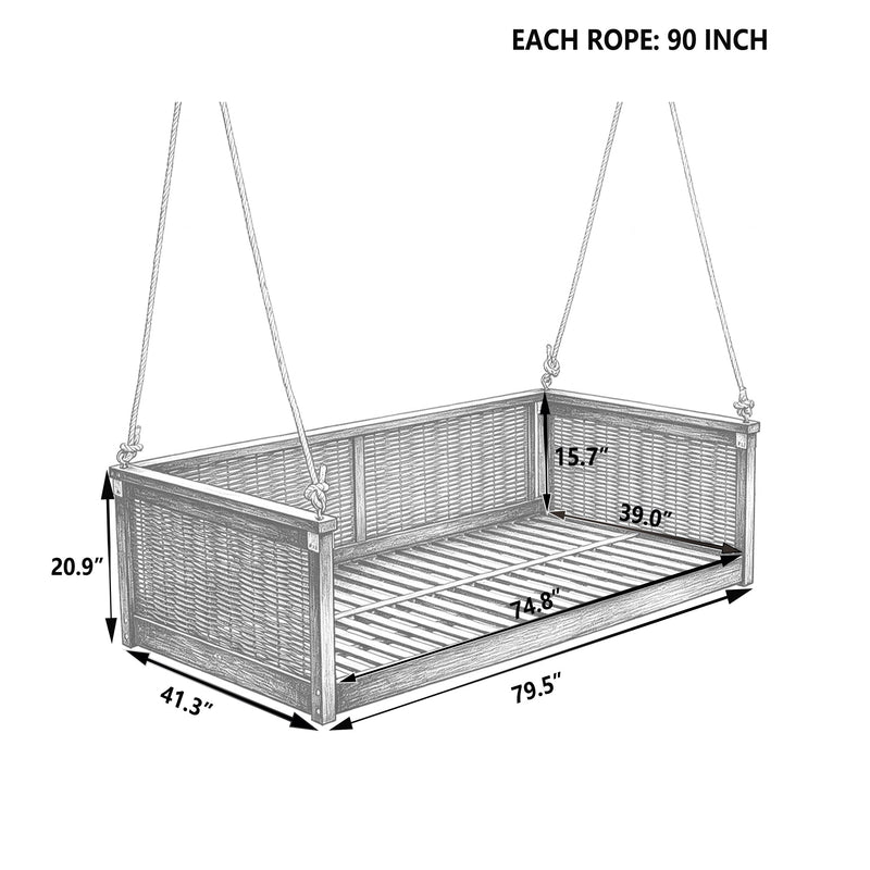 TOPMAX Outdoor Classic Solid Wood Twin Size Swing Bed by HouseOfZazla