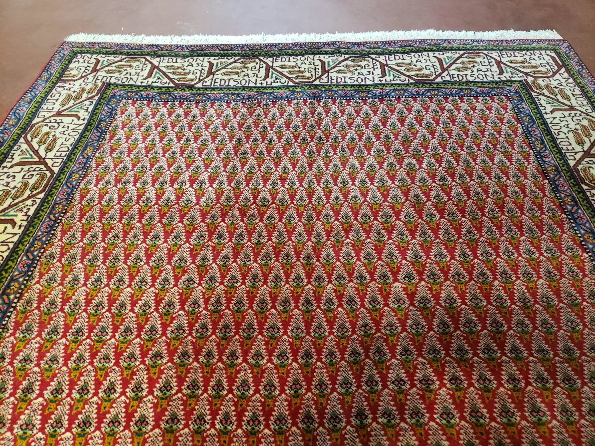 6x9 Finely Woven Turkish Tribal Rug, Boteh/Paisley Pattern, Red & Beige Area Rug, Vintage Wool Carpet, Entryway Rug, Hand-Knotted Foyer Rug by Jewel Rugs