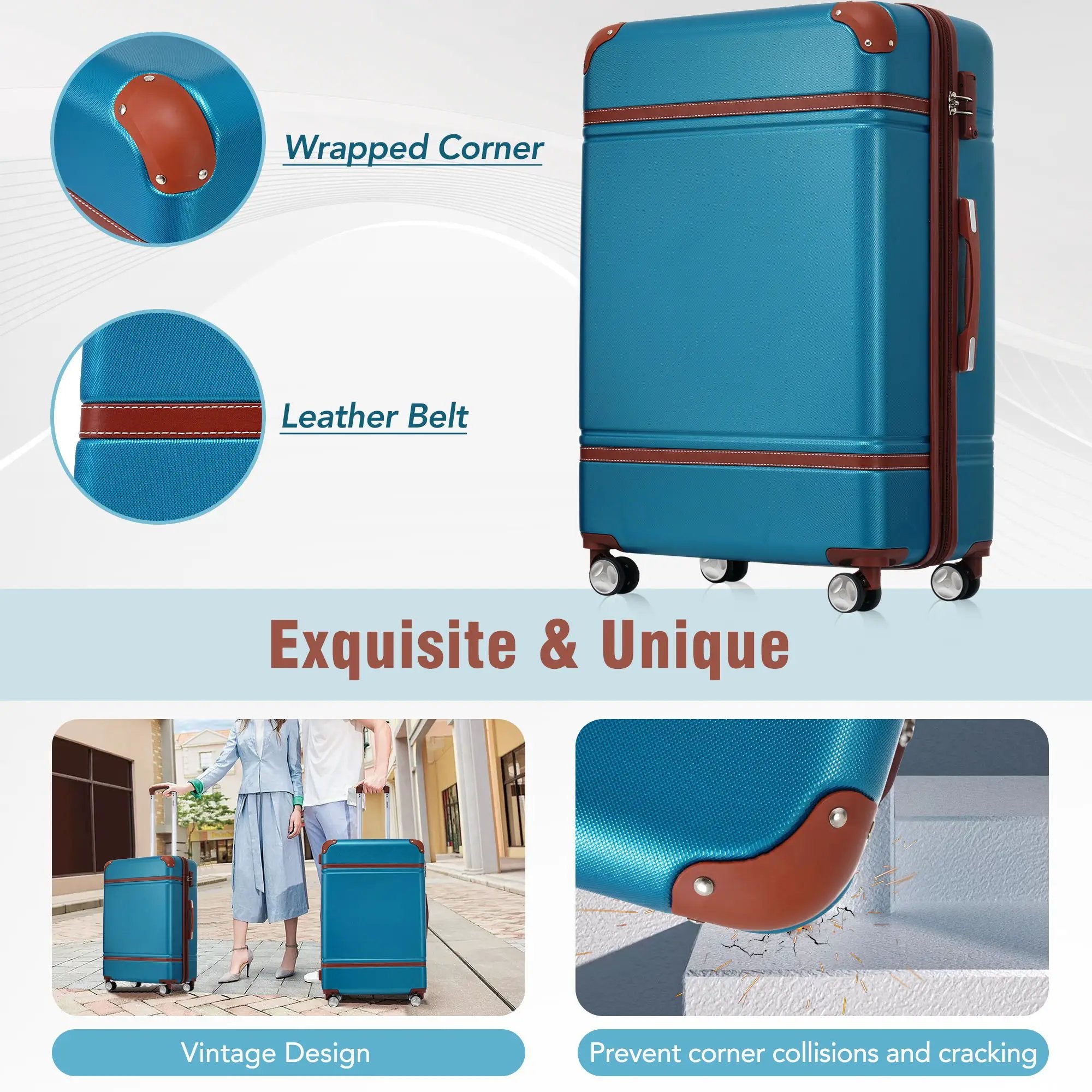 Hardshell Luggage Sets 4 Pieces 20" / 24" / 28" Luggages And Cosmetic Case Spinner Suitcase With Tsa Lock Lightweight by HouseOfZazla