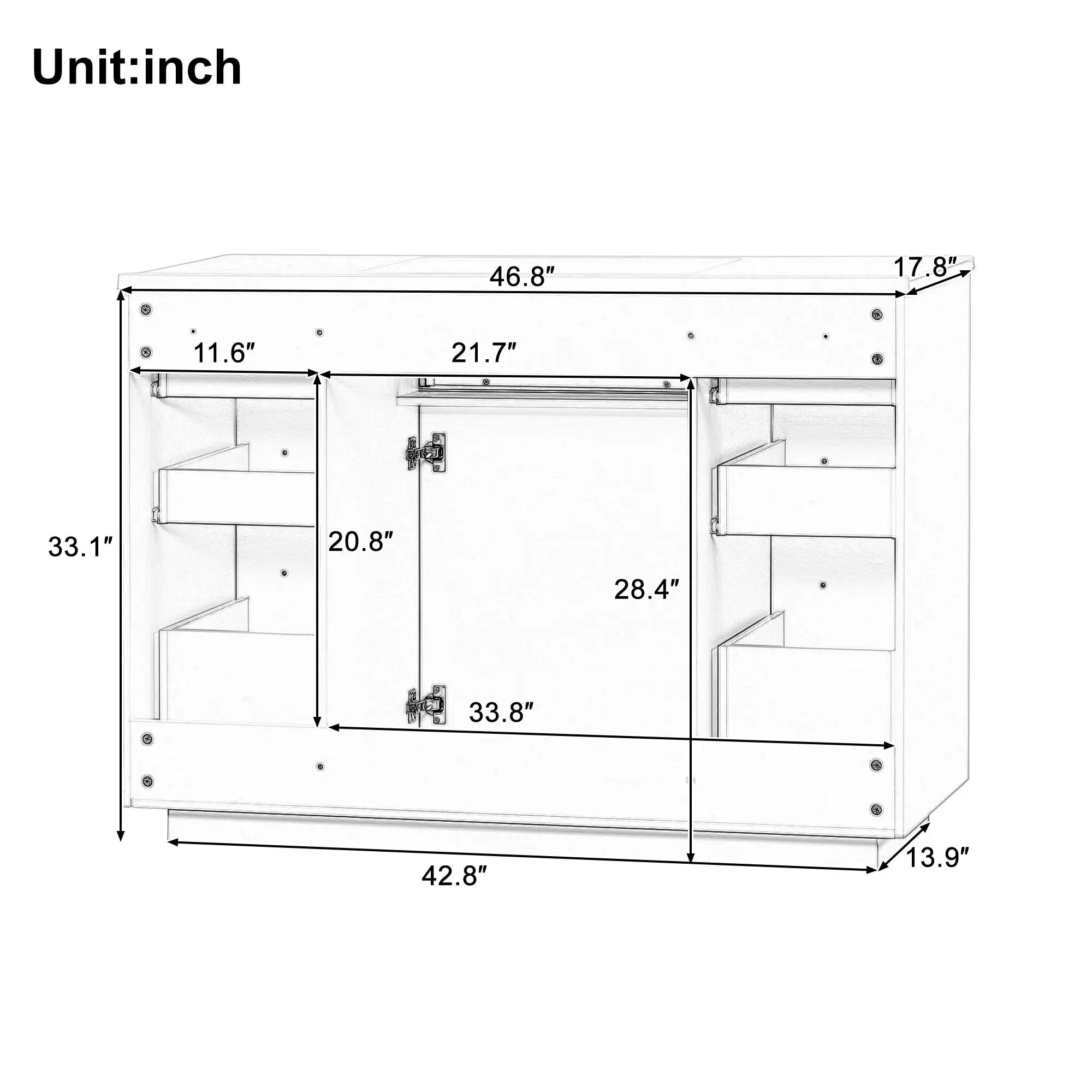 48" Bathroom Vanity with Sink Top by HouseOfZazla