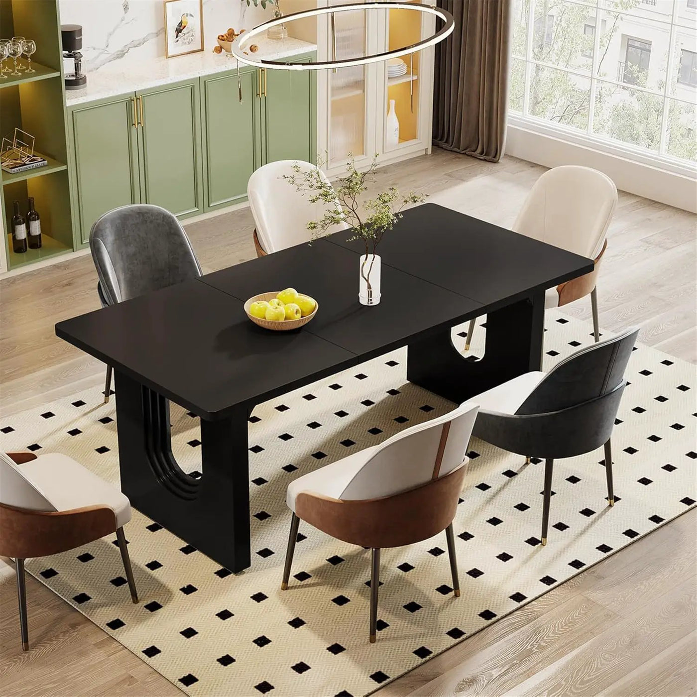 Rectangular Dining Table For 6 - 8 People With Pedestal Base by HouseOfZazla