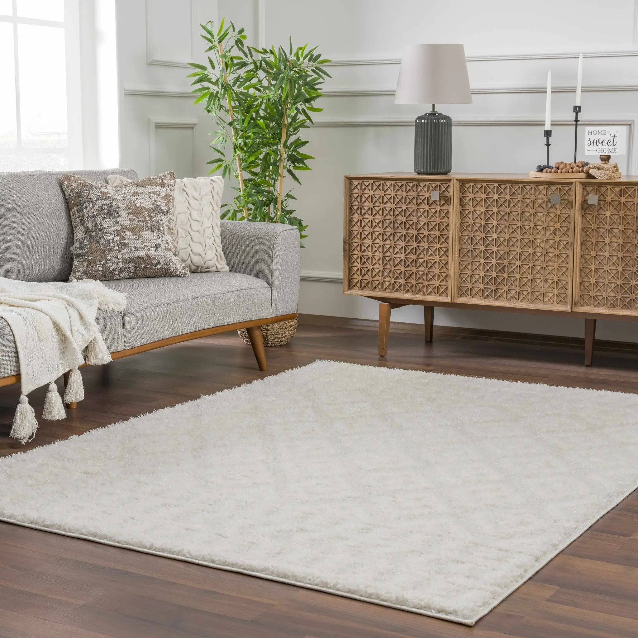 Eivin Cream Diamonds Plush Rug by Boutique Rugs