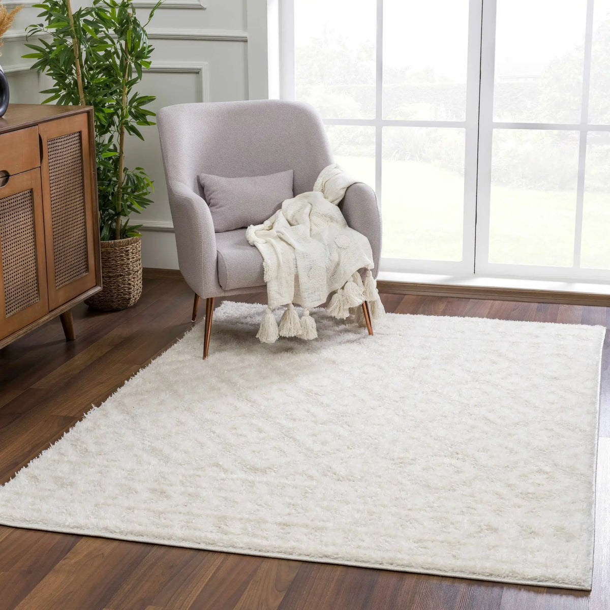 Eivin Cream Diamonds Plush Rug, installed in a room 4