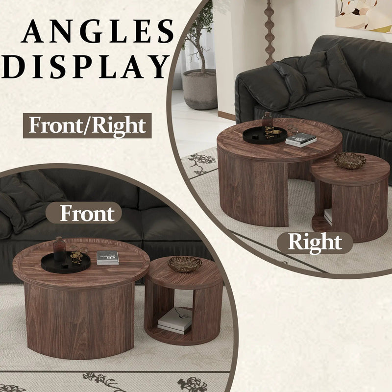 Round Nesting Coffee Table Set of 2 by HouseOfZazla