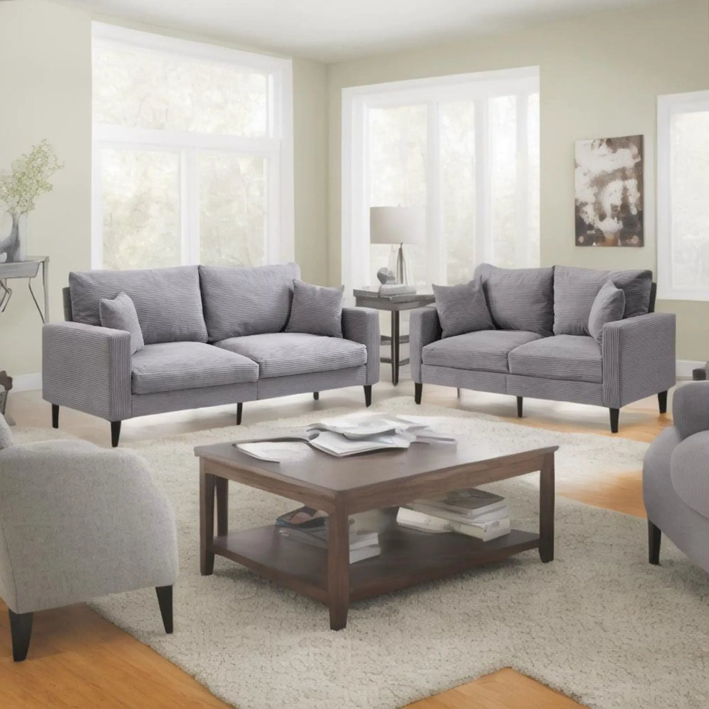 Modern Upholstered 2 Piece Sofa Set With 3 Seater And 2 Seater by Unique Piece Furniture