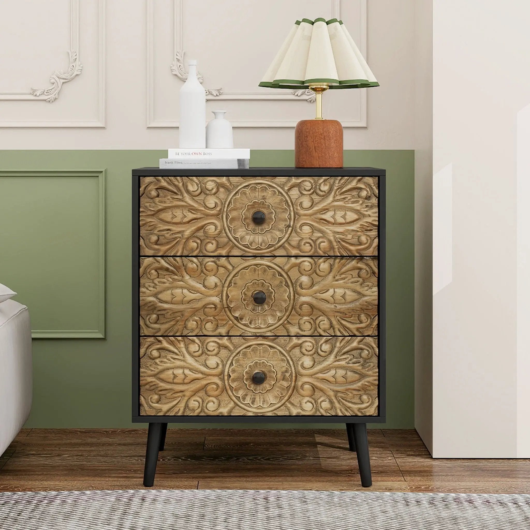 3 Drawer Cabinet, Suitable For Bedroom - Black by HouseOfZazla