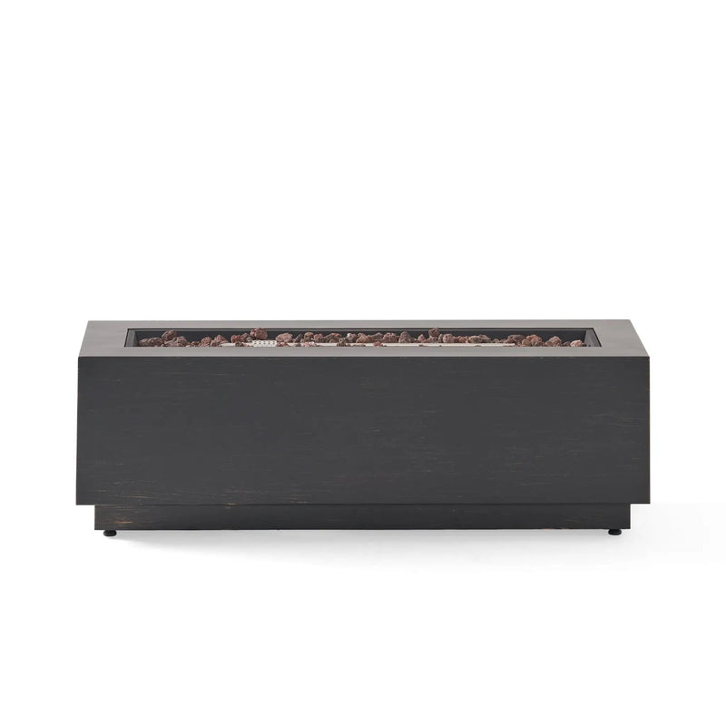 RECTANGULAT IRON FIRE PIT-50 000BTU WITH TANK HOLDER by HouseOfZazla
