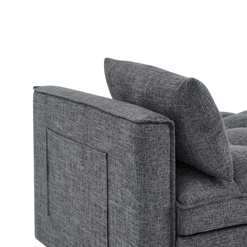 Sienna - Tufted Convertible Sleeper Sofa With Chaise - Gray by HouseOfZazla