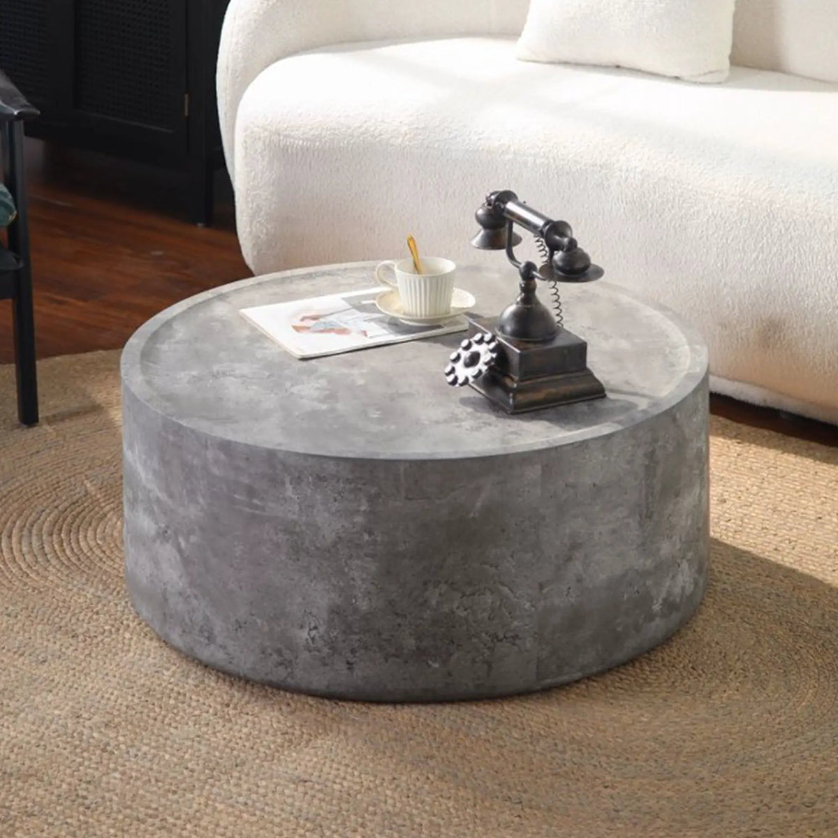 31.5" Round Coffee Table with Faux Concrete Finish by HouseOfZazla