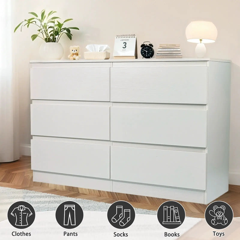 6 Drawer Dresser With Spacious Countertop And Concealed Handles by HouseOfZazla