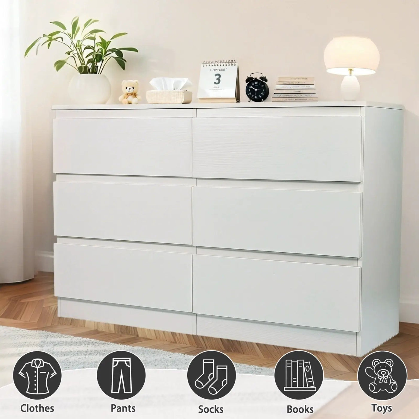 6 Drawer Dresser With Spacious Countertop And Concealed Handles by Unique Piece Furniture