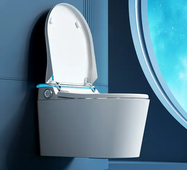 Wall-Mounted Smart Toilet with Automatic Lid Opening by HouseOfZazla