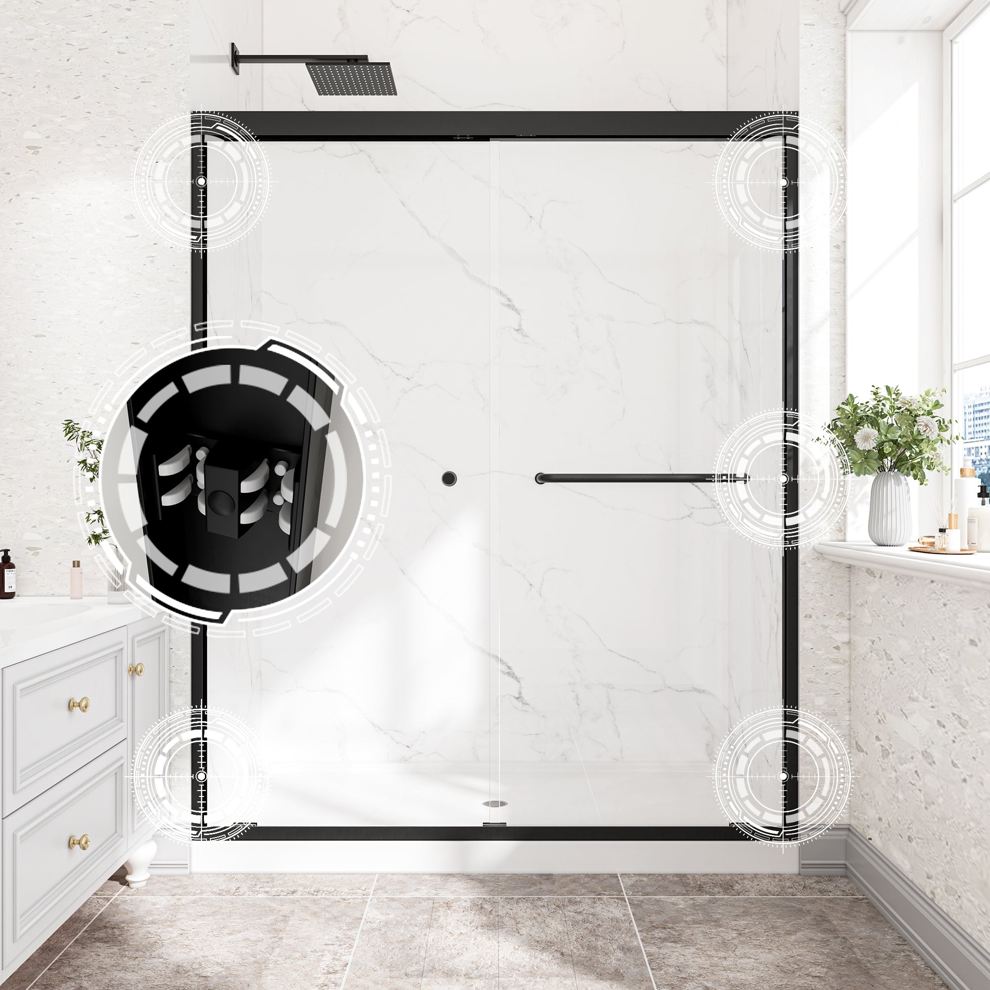 55"-60" W x 72" H Matte Shower Door by HouseOfZazla