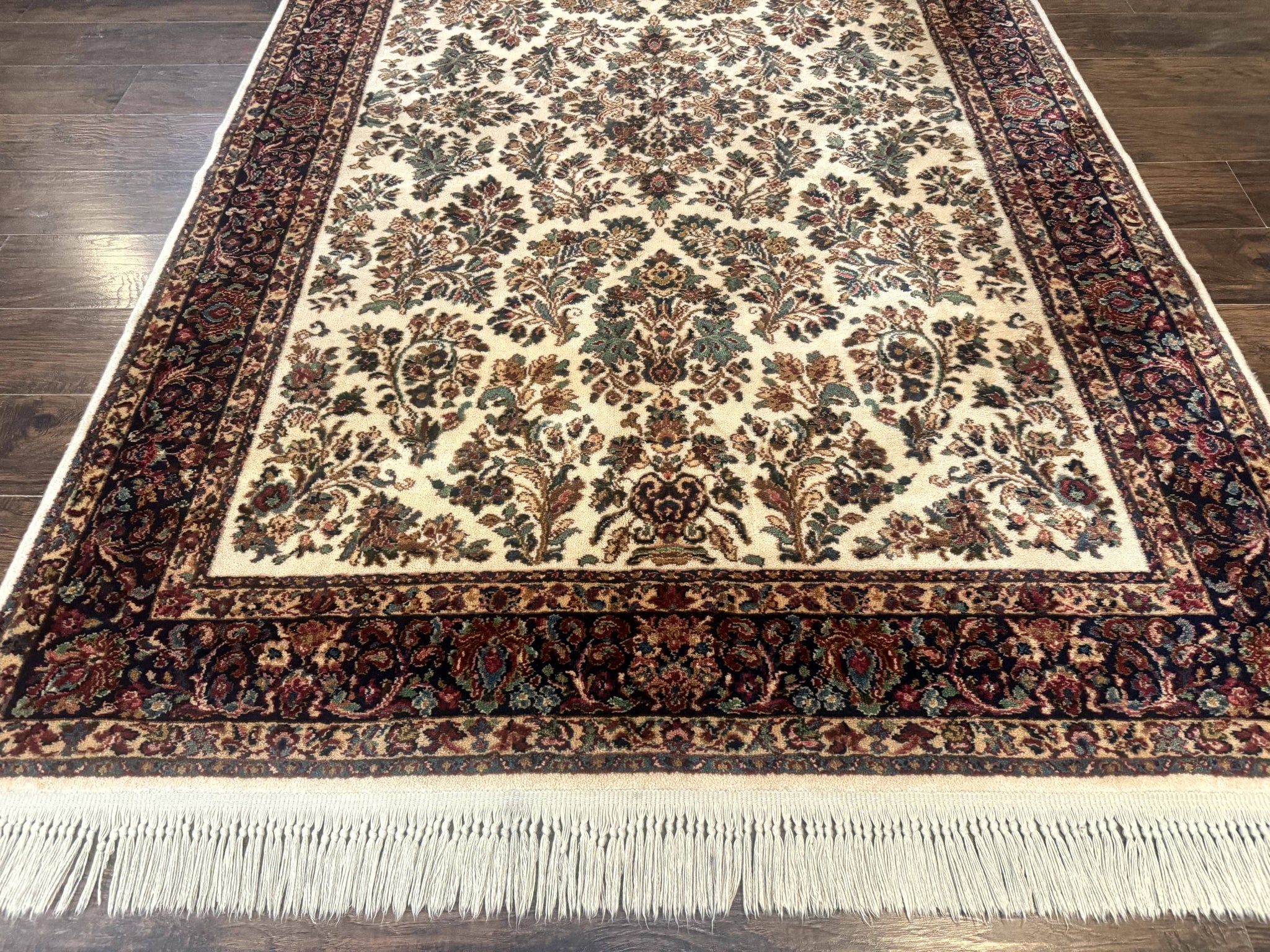 Karastan Rug 5.9 x 9, Ivory Sarouk #760, Wool Pile, Original 700 Series, Vintage by Jewel Rugs