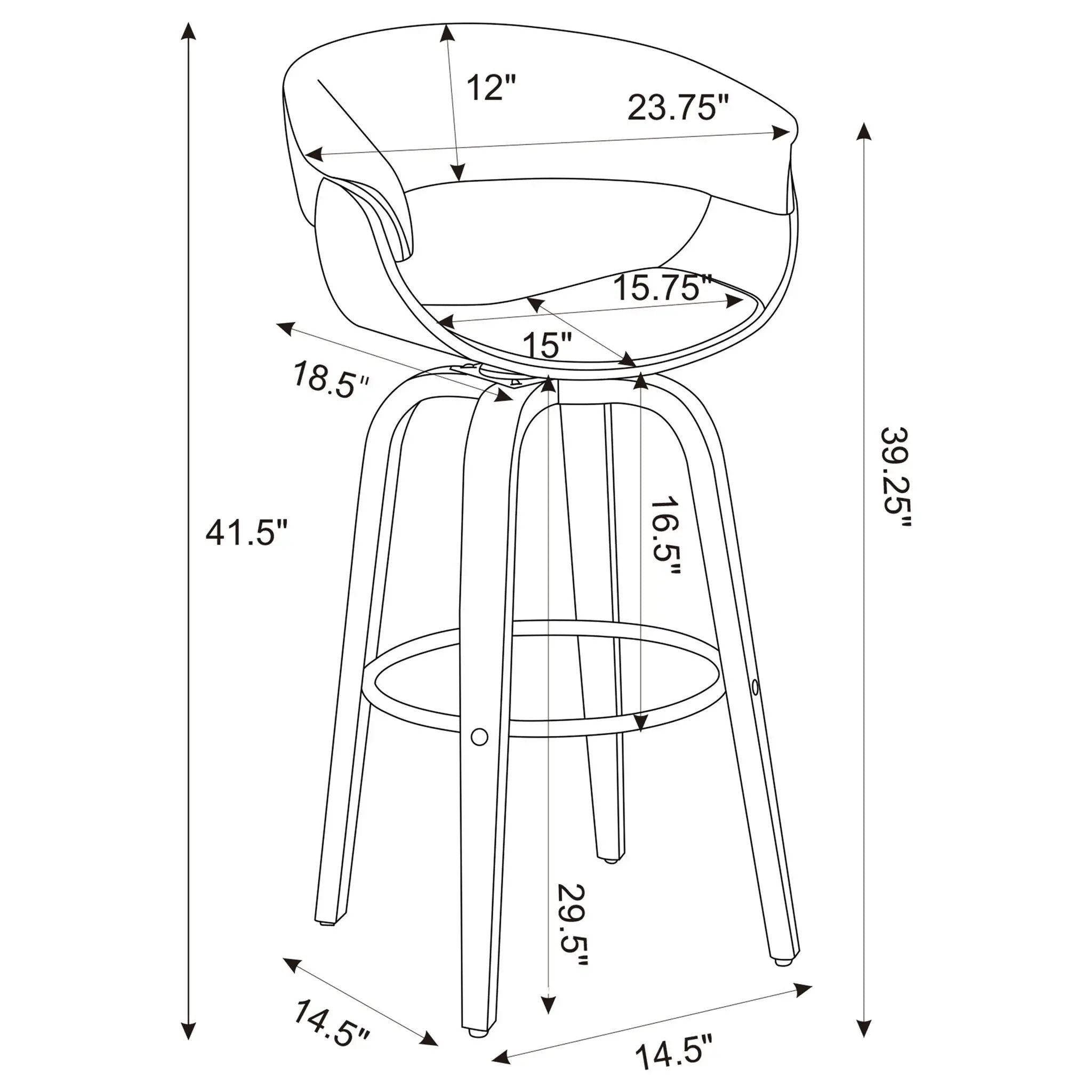 Swivel Bar Stool Elegant Design With Upholstery - Walnut