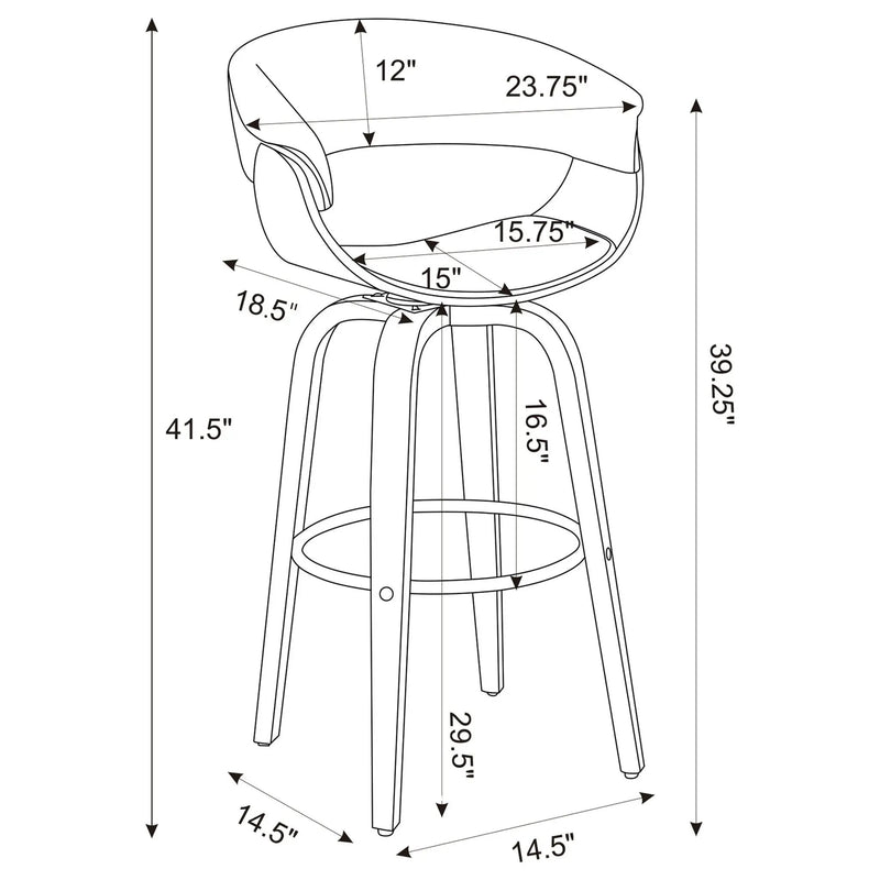 Swivel Bar Stool Elegant Design With Upholstery - Walnut