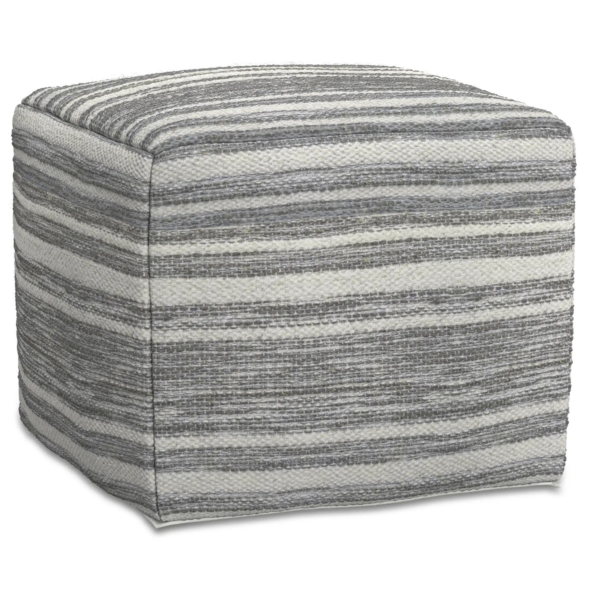 Carina - Square Woven Pouf - Black White by Unique Piece Furniture