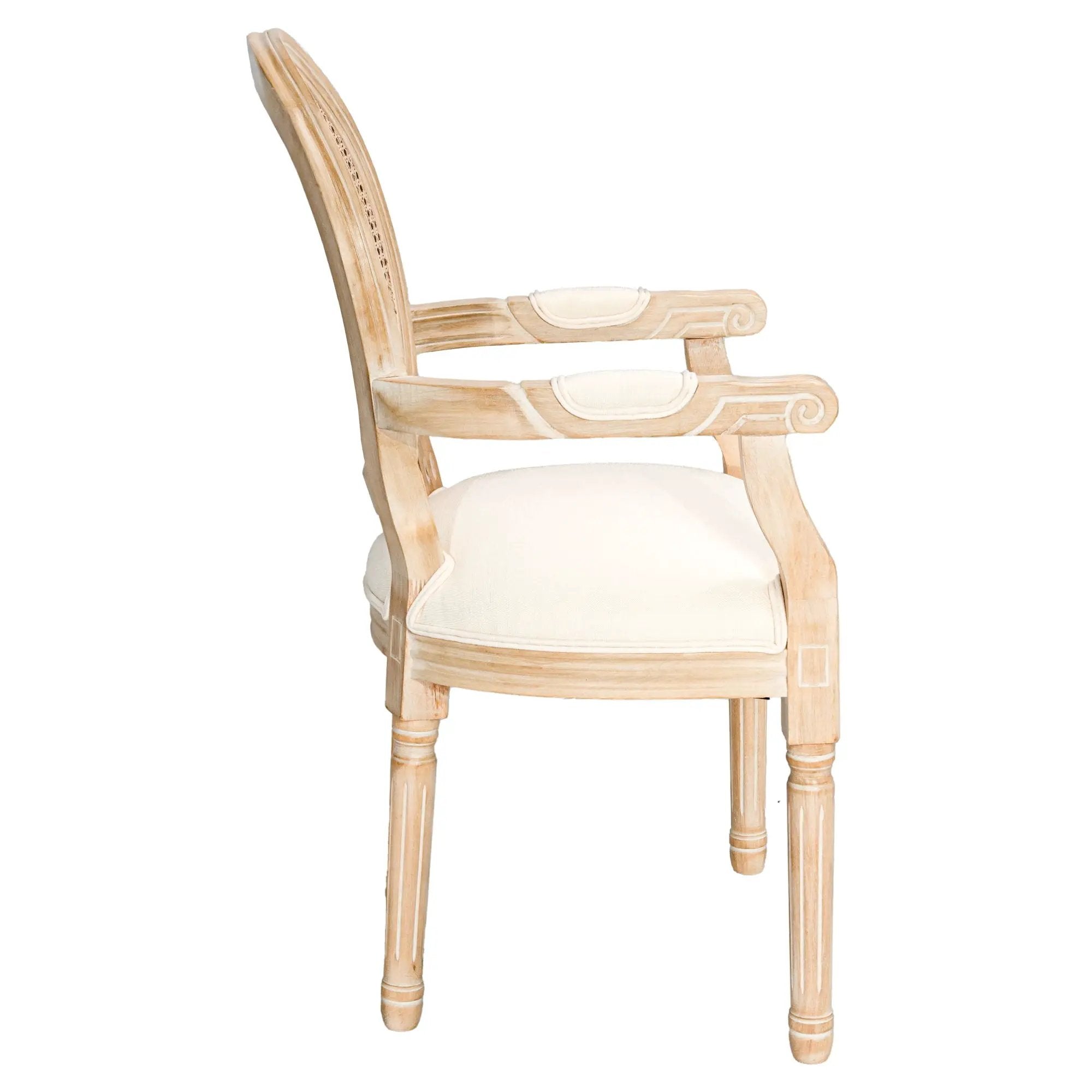 French Vintage Upholstered Fabric Dining Armchair (Set of 2) - Beige by HouseOfZazla