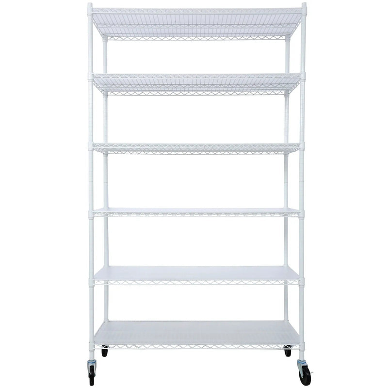 6 Tier 6000Lbs Capacity Nsf Metal Shelf Wire Shelving Unit, Heavy Duty Adjustable Storage Rack With Wheels & Shelf Liners For Commercial Grade Utility Steel Storage Rack by Unique Piece Furniture