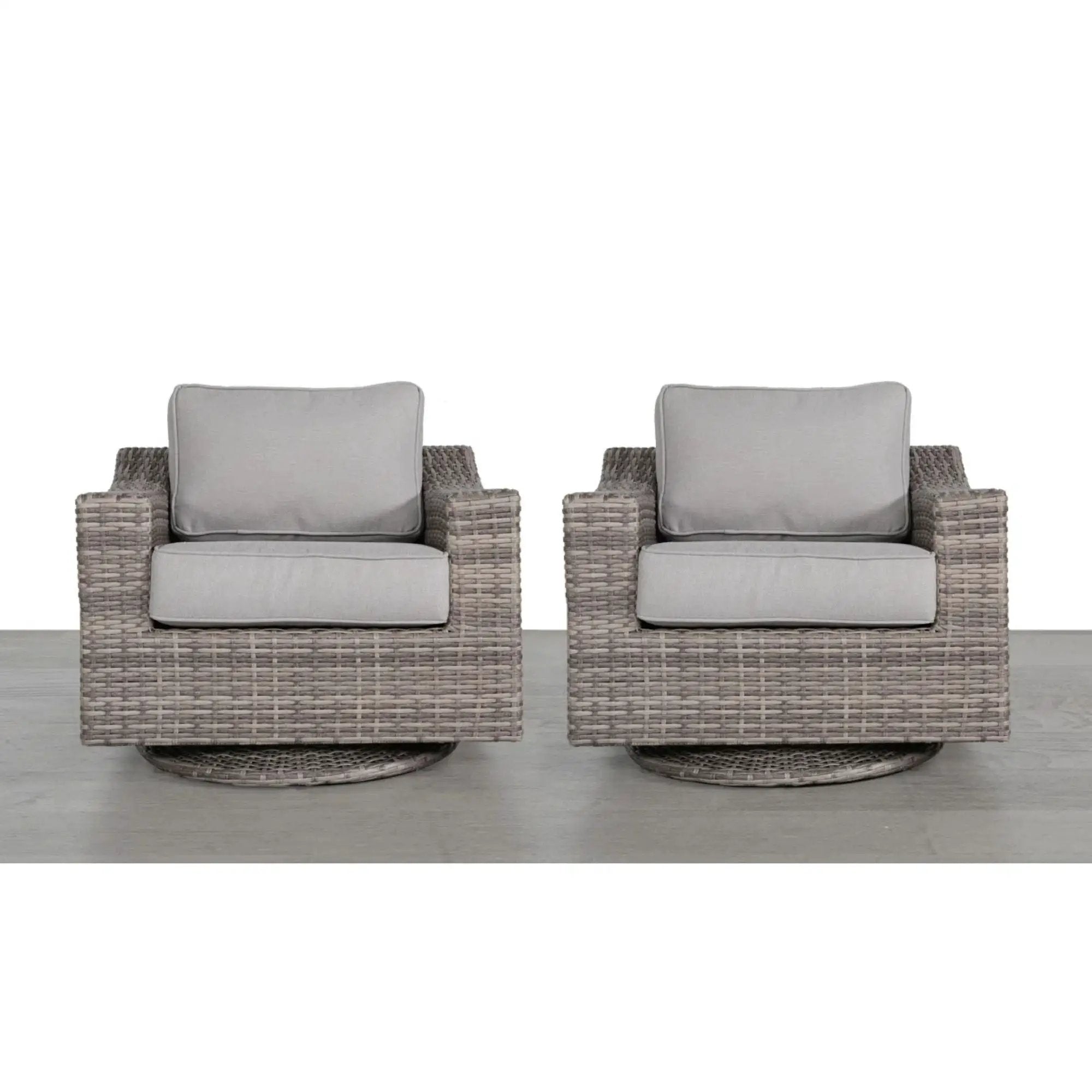 Swivel Patio Chair With Luxurious Cushions Perfect For Outdoor Relaxation (Set of 2) - Gray Mix by HouseOfZazla