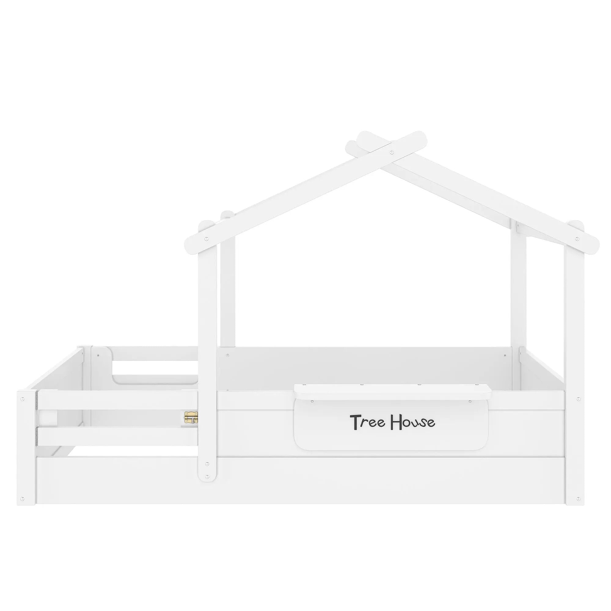 Twin Size Floor Bed with Guardrails and Roof by HouseOfZazla