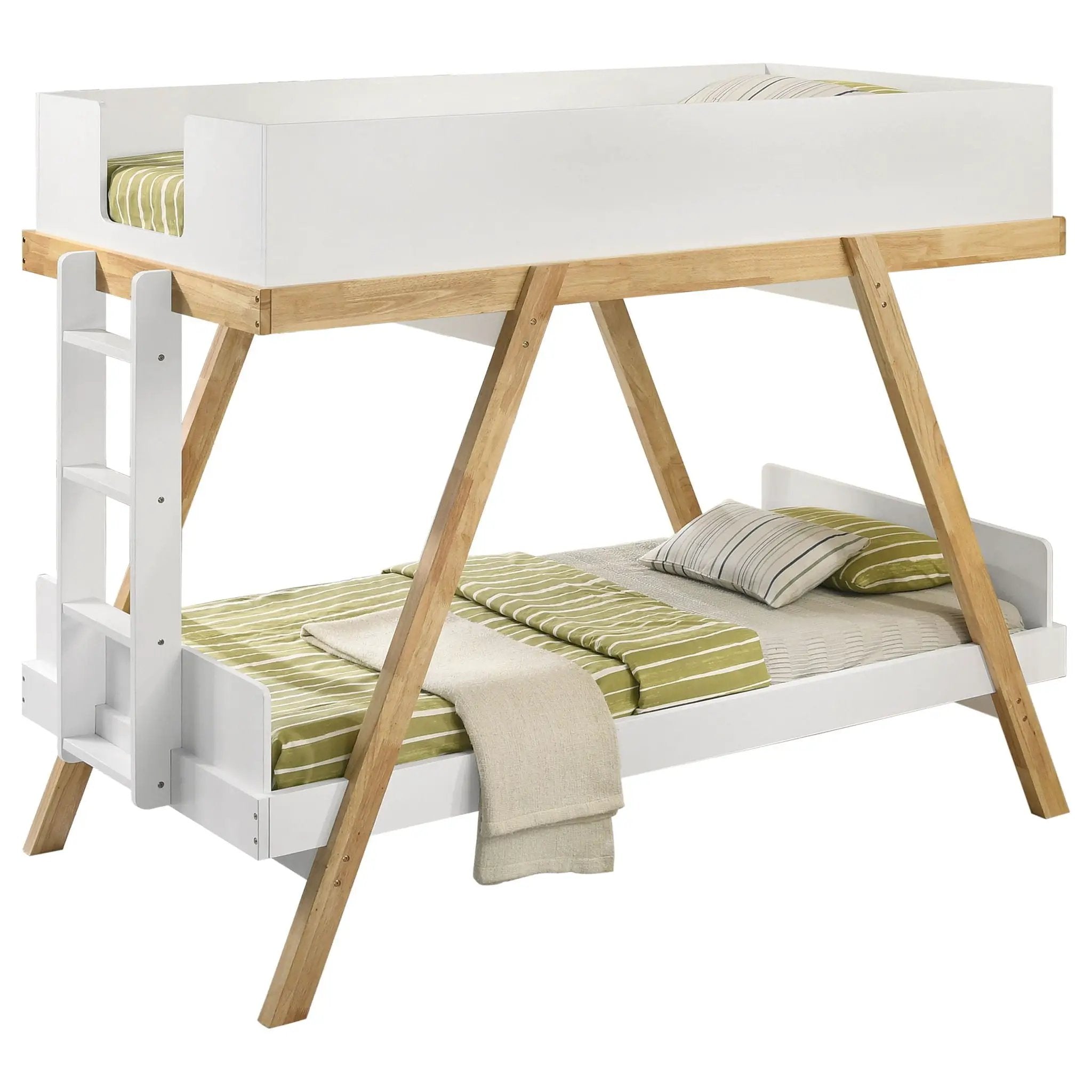 Frankie Twin Over Twin Bunk Bed with 7-inch Mattresses White by Unique Piece Furniture
