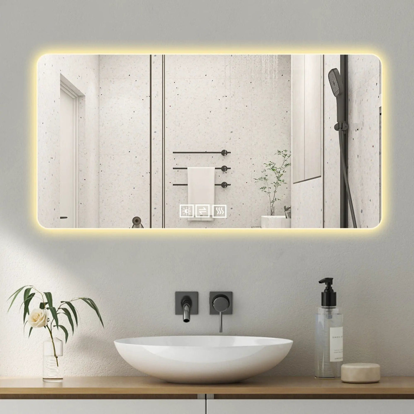 LED Bathroom Mirror With 3 Color Dimmable Backlight by Unique Piece Furniture