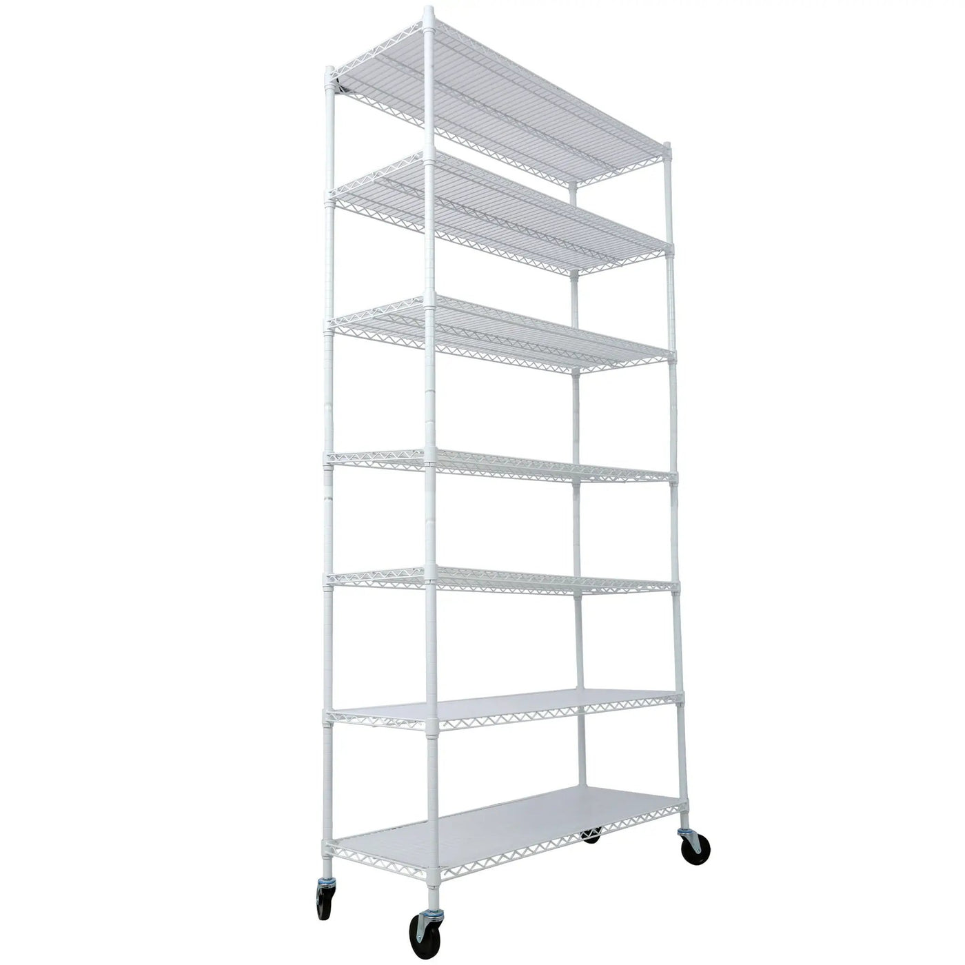 7 Tier Metal Shelf Wire Shelving Unit, 2450Lbs Heavy Duty Adjustable Storage Rack With Wheels & Shelf Liners For Closet Kitchen Garage Basement Commercial Shelving by HouseOfZazla
