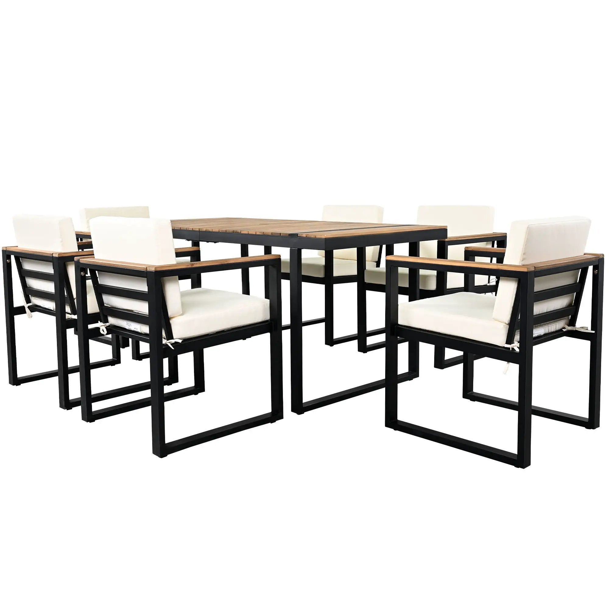 7 Pieces Outdoor Dining Set Patio Dining Table And Chair Set With And Removable Cushions For Patio by HouseOfZazla